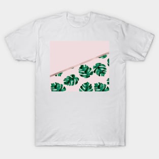 Monstera Dreams - Geometric Split T-Shirt